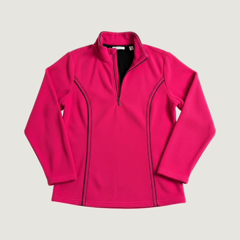 Vtg Western Style Coldwater Creek Pink Fleece 1/4 Zip Pullover Sweater Size 1X